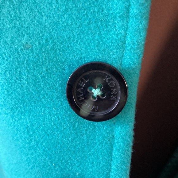 Michael Kors hooded coat. Color is similar to a teal blue/green. - Picture 3 of 8